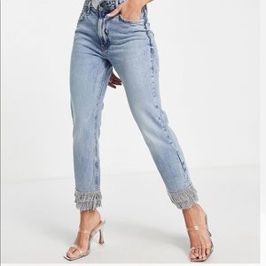 River Island Women’s Rhinestone Trim Jeans size 14 Western, Festival, Concert